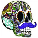 Mustache Sugar Skull Vinyl Decal / Sticker