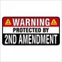 Warning Protected By 2nd Amendment Printed Vinyl Decal / Sticker