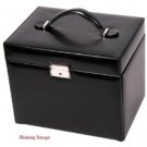 Lot of 5 Black Leather Jewelry Box Travel Case and Lock