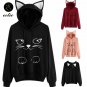 Women winter Pullover Sweatshirts Cat Hoodie Poleron Mujer pock Hoodies regular
