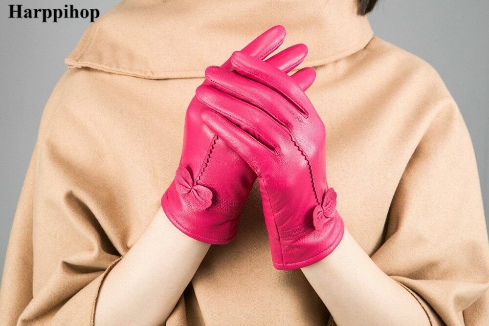 Women S Genuine Leather Gloves Sheepskin Gloves Windproof For Autumn And Winter