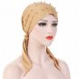 Headwear Beaded Stretch Muslim Turban Helisopus Women Fashion Color Head-tie
