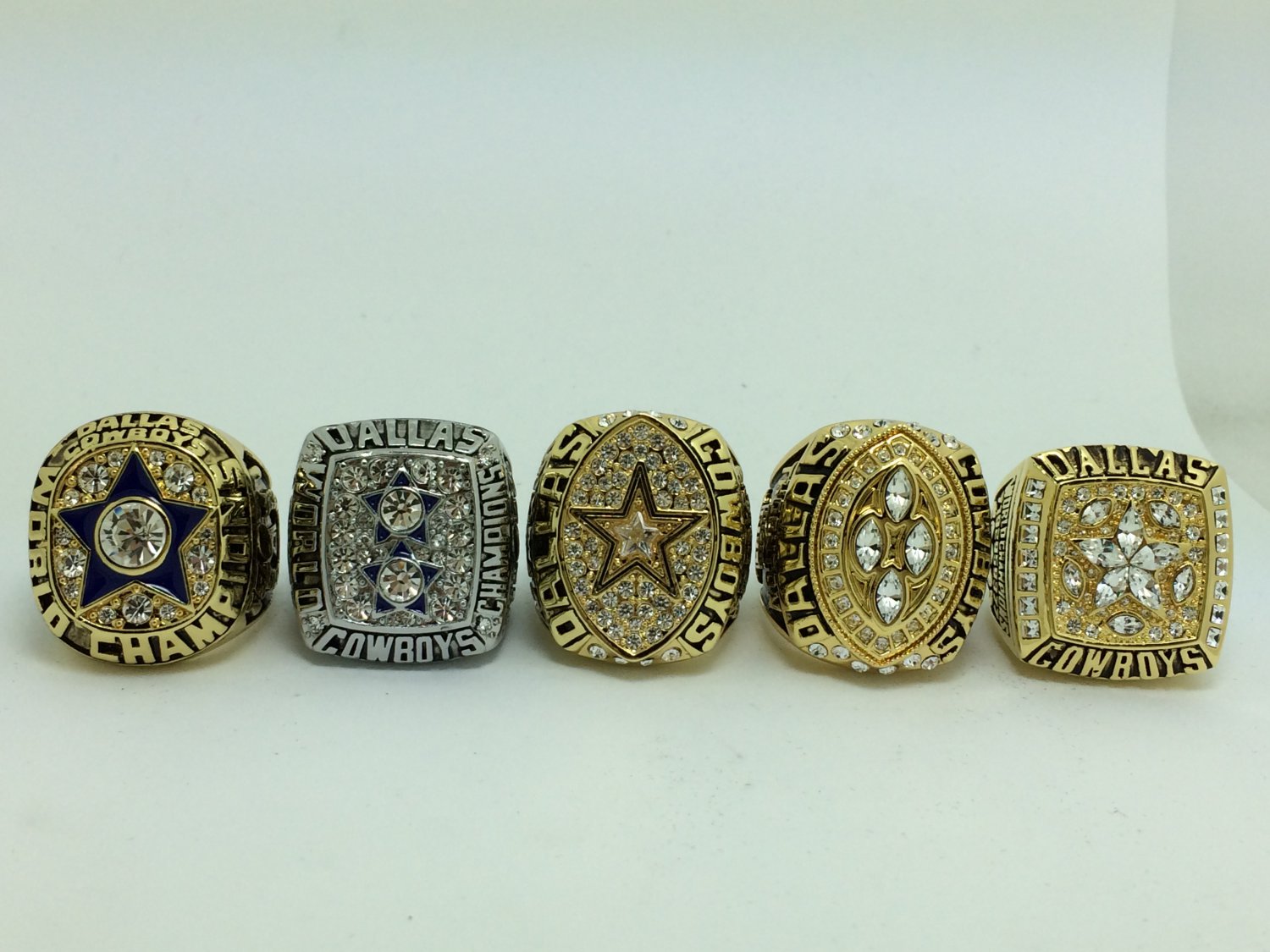 5PCS One Set 1971 1977 1992 1993 1995 Dallas Cowboys super bowl Championship Ring 11 Size