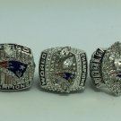 Promotion sale one Set 3pcs 2001 2003 2004 New England Patriots super bowl Championship Ring 11 Size