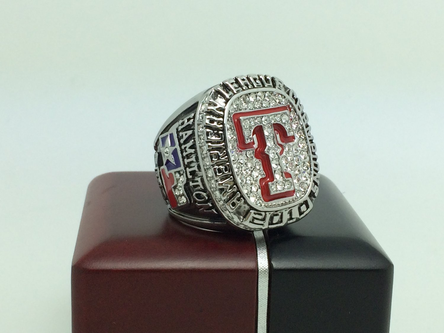 2010 TEXAS RANGERS American League Baseball Championship Ring 11 Size With wooden box