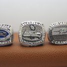 One Set 3PCS 2005 2013 2014 Seattle Seahawks super bowl Championship Ring 11 Size With wooden box