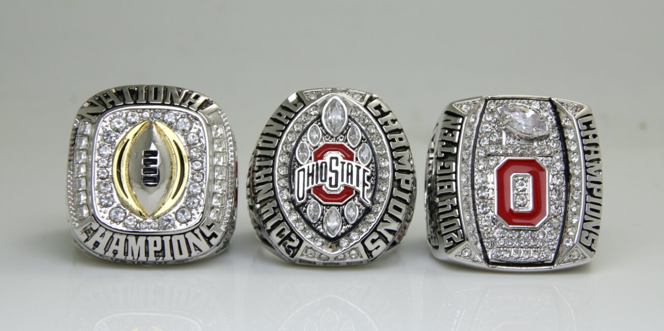 One Set 3PCS 2014 2015 Ohio State Buckeyes National Championship Ring 8-14 Size ingraved inside