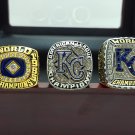 One Set 3 PCS 1985 2014 2015 Kansas City Royals Championship rings 8-14S wooden box