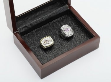 One Set 2 PCS 2000 2012 Baltimore Ravens Championship Ring 10-13 Size with wooden case