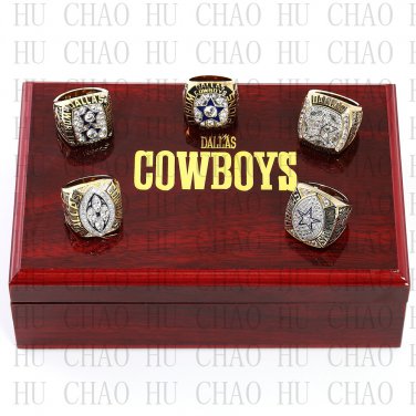 Team Logo case 5 PCS One Set 1971 1977 1992 1993 1995 Dallas Cowboys super bowl Ring 10-13 Size