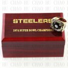 Team Logo wooden case 1974 Pittsburgh Steelers super bowl Ring 10-13 Size to choose