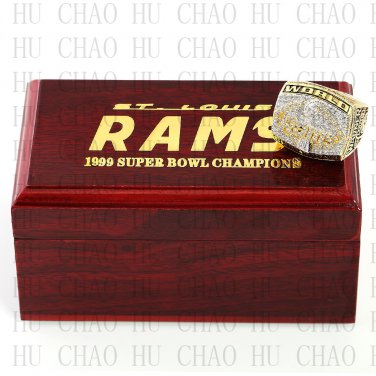 Team Logo wooden case 1999 St Louis Rams super bowl Ring 10-13 Size to choose