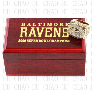 Team Logo wooden case 2000 Baltimore Ravens super bowl Ring 10-13 Size to choose