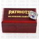 Team Logo wooden case 2001 New Eangland Patriots super bowl Ring 10-13 Size to choose