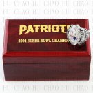 Team Logo wooden case 2004 New Eangland Patriots super bowl Ring 10-13 Size to choose