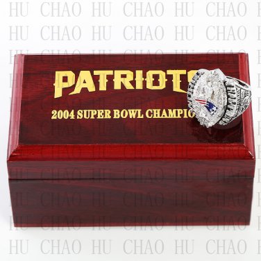 Team Logo wooden case 2004 New Eangland Patriots super bowl Ring 10-13 Size to choose