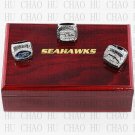 Team Logo wooden case One Set 3 PCS 2005 2013 2014 Seattle Seahawks super bowl Rings 10-13 Size