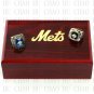 One Set 2 PCS 1969 1986 New York Mets MLB Championship Ring 10-13 Size Logo wooden box