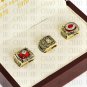 One Set 3PCS 1975 1976 1990 CINCINNATI REDS MLB Championship Ring 10-13 Size with Logo wooden box