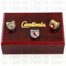 One Set 1982 2006 2011 St. Louis Cardinals MLB Championship Ring 10-13 Size with Logo wooden box
