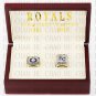 One Set 2 PCS 1985 2015 Kansas City Royals MLB Championship Ring 10-13 Size with Logo wooden box