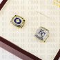 One Set 2 PCS 1985 2015 Kansas City Royals MLB Championship Ring 10-13 Size with Logo wooden box