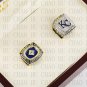 One Set 2 PCS 1985 2015 Kansas City Royals MLB Championship Ring 10-13 Size with Logo wooden box