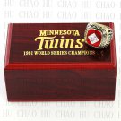 1991 MINNESOTA TWINS MLB Championship Ring 10-13 Size with Logo wooden box