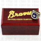1995 ATLANTA BRAVES MLB Championship Ring 10-13 Size with Logo wooden box