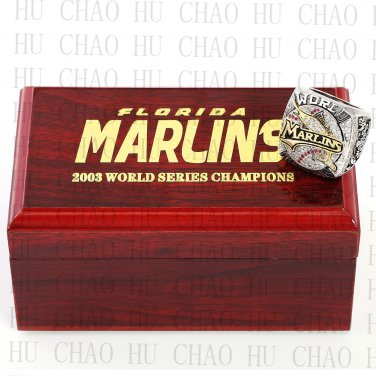 2003 FLORIDA MARLINS MLB Championship Ring 10-13 Size with Logo wooden box