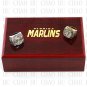 One Set 2 PCS 1997 2003 FLORIDA MARLINS MLB Championship Ring 10-13 Size with Logo wooden box
