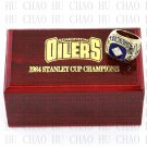 1984 EDMONTON OILERS NHL Hockey Championship Ring 10-13 Size with Logo wooden box
