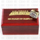 2001 COLORADO AVALANCHE NHL Hockey Championship Ring 10-13 Size with Logo wooden box
