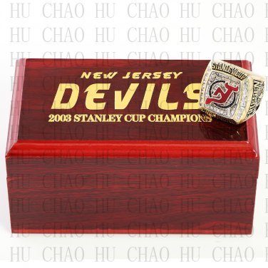 2003 New Jersey Devils NHL Hockey Championship Ring 10-13 Size with Logo wooden box