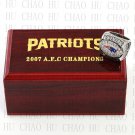 2007 New England Patriots AFC Football world Championship Ring 10-13 Size with Logo wooden box