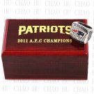 2011 New England Patriots AFC Football world Championship Ring 10-13 Size with Logo wooden box