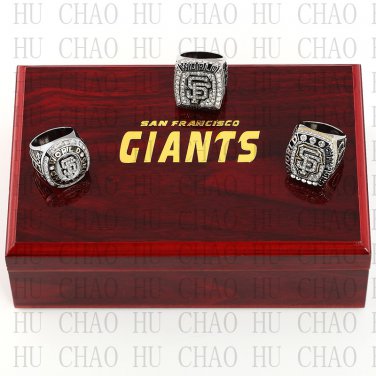 Set 3 pcs 2010 2012 2014 San Francisco Giants MLB Championship Ring 10-13S +Logo wooden box