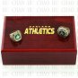 2PCS Sets 1974 1989 OAKLAND ATHLETICS MLB Championship Ring 10-13 Size with Logo wooden box