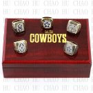 5PCS Set 1971 1977 1992 1993 1995 Dallas Cowboys Football Championship Ring 10-13S+ Logo wooden box