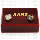 2pcs Set 1979 1999 St Louis Rams Football championship Rings 10-13S+ Logo wooden box