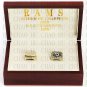 2pcs Set 1979 1999 St Louis Rams Football championship Rings 10-13S+ Logo wooden box