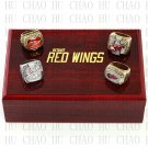 Set 4 PCS 1997 1998 2002 2008 Detroit Red Wings Hockey championship Rings 10-13S+ Logo wooden box