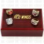 Set 4 PCS 1997 1998 2002 2008 Detroit Red Wings Hockey championship Rings 10-13S+ Logo wooden box