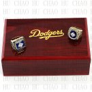 2PCS Sets 1981 1988 LOS ANGELES DODGERS MLB Championship Ring 10-13 Size with Logo wooden box