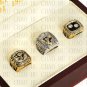 Set 3 pcs 1991 1992 2009 Pittsburgh Penguins NHL Hockey Championship Ring 10-13S+Logo wooden box