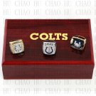 3pcs Set 1970 2006 2009 Indianapolis Colts Football Championship Ring 10-13S+Logo wooden box