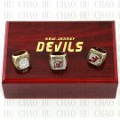 3PCS Sets 1995 2000 2003 New Jersey Devils NHL Hockey Championship Ring 10-13s+Logo wooden box