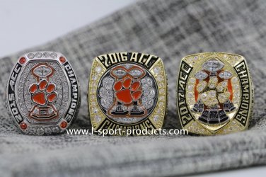 One Set 3 PCS 2015 2016 2017 Clemson tigers ACC National championship ring 8-14S