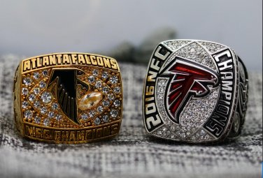 One Set 2 PCS 1998 2017 Atlanta Falcons NFC Football Championship ring 7-15S copper ring