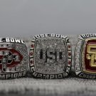 One Set 3PCS 2007 2008 2009 USC Trojans Rose bowl National championship ring 8-14S